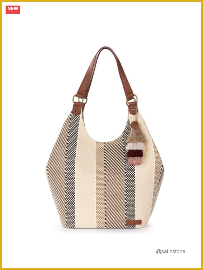 Large Shopper Shoulder Bag Tote With Double Straps & Zipper Pockets